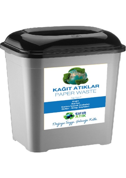 Sıfır Atık Kutusu 50 Lt Geri Dönüşüm Kutusu Atık Kovası Plastik Büyük Boy  Atık Kutusu Plastik Kağıt Organik Cam