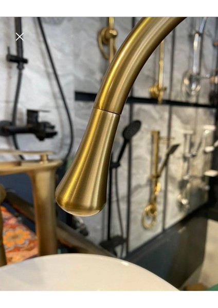 Mat Gold Çanak Lavabo Bataryası Mat Gold Çanak Armatür Drop Design