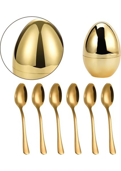 Çelik 6 Parça Gold Yumurta Tatlı Kaşık Set CIN612SR