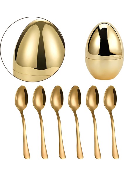 Çelik 6 Parça Gold Yumurta Tatlı Kaşık Set CIN612SR