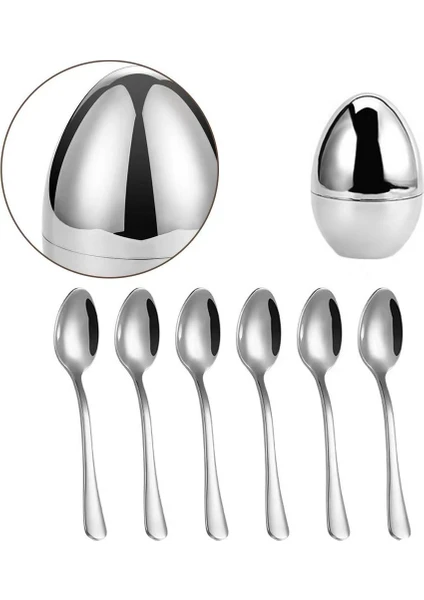 Çelik 6 Parça Silver Yumurta Tatlı Kaşık Set CIN612BY