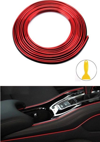 Trim Fitil Kırmızı Yeni Nesil Araç Içi Ip Şerit Balık Sırtı Nikelajlı 5 Metre