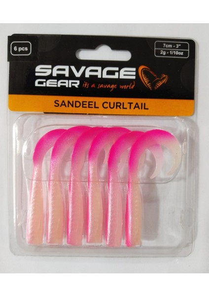 Lb Sandeel Curltail 7 cm 6 Adet Silikon Yem - Pink Glow