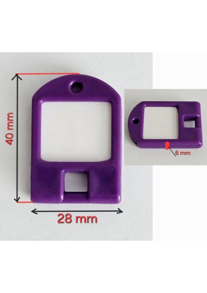 100X Anahtarlık Kare Plastik Etiket Kimlik Isimlik Pvc li Isim Yazı Yazmalık Yazılabilen-Mor