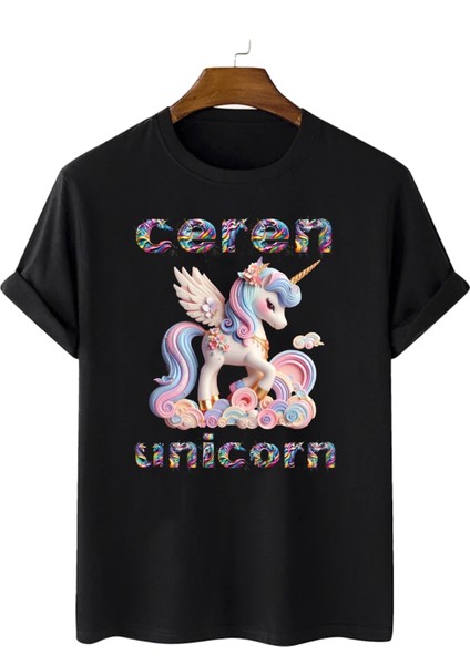 Unicorn Tişört - Kişiye Özel Unicorn Tişörtü - Isim Yazılabilir Unicorn Tişörtü - Anne Kız - Çocuk Yetişkin Beden