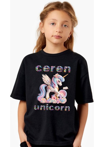 Unicorn Tişört - Kişiye Özel Unicorn Tişörtü - Isim Yazılabilir Unicorn Tişörtü - Anne Kız - Çocuk Yetişkin Beden