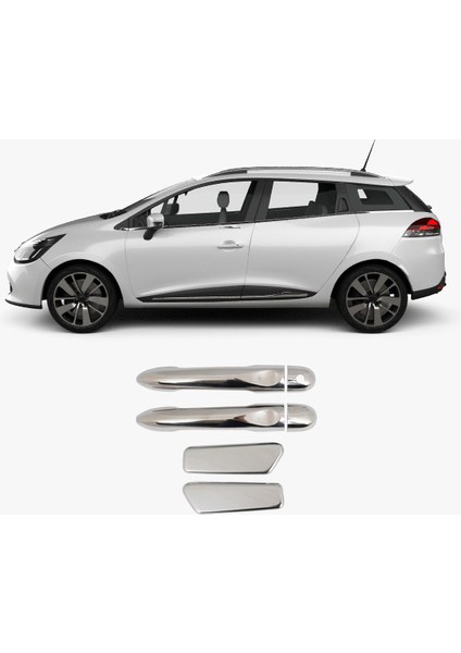 Renault Clio 4 Uyumlu 2012-2018 Krom Kapı Kolu 4 Kapı Paslanmaz Çelik