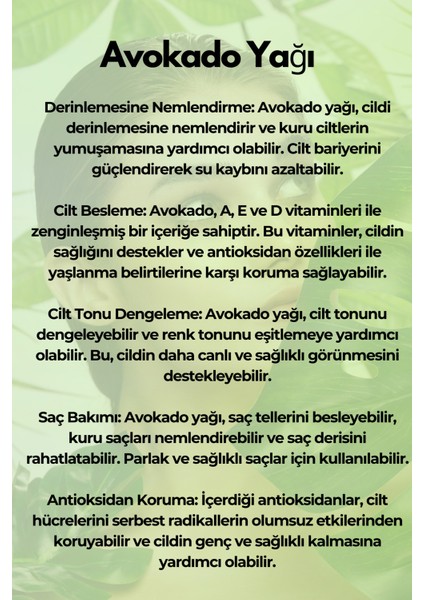 Green Label Avokado Yağı Soğuk Sıkım %100 Doğal Ve Saf 180ml