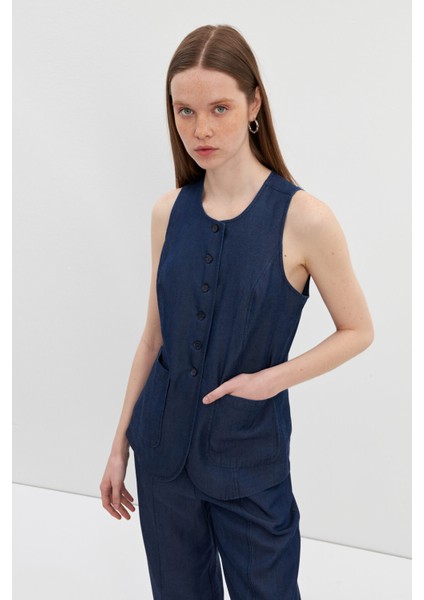 Mavi Cepli Kot Yelek