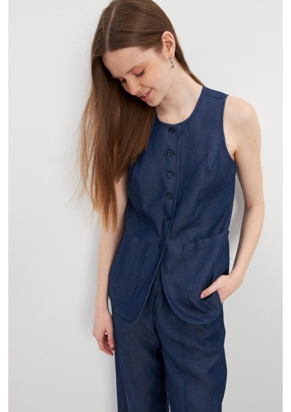 Mavi Cepli Kot Yelek fırsatları