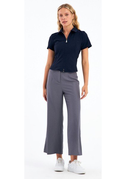Lacivert Fermuarlı Slim Fit Kuplu Bluz fiyatları
