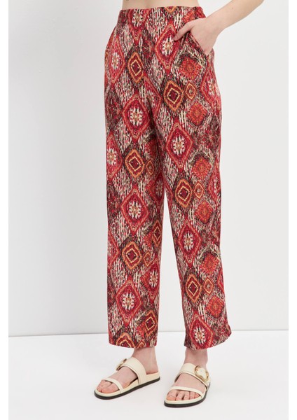 Kırmızı Beli Lastikli Yüksek Bel Pantolon fiyatları