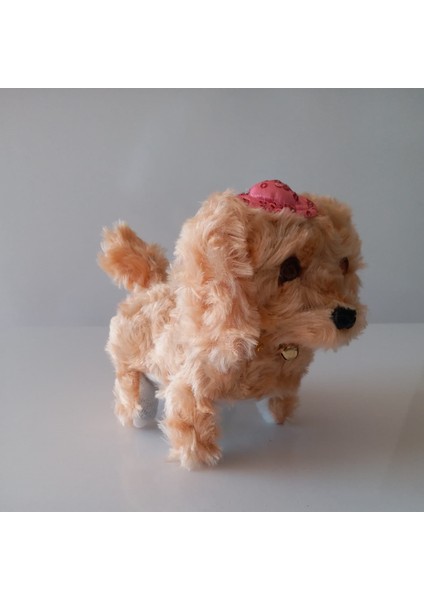 Pilli Hareket Eden Havlayan Peluş Köpek Krem