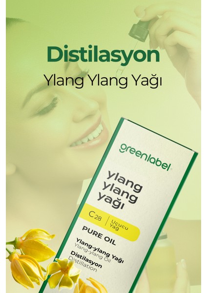 Green Label Ylang Ylang Yağı Dişil Enerji Arttırıcı Ve Frekans Yükseltici Essential Oil 10ml