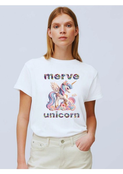 Unicorn Tişört - Kişiye Özel Unicorn Tişörtü - Isim Yazılabilir Unicorn Tişörtü - Anne Kız - Çocuk Yetişkin Beden