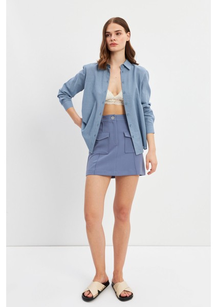 Mavi Çizgili Basic Gömlek fiyatları