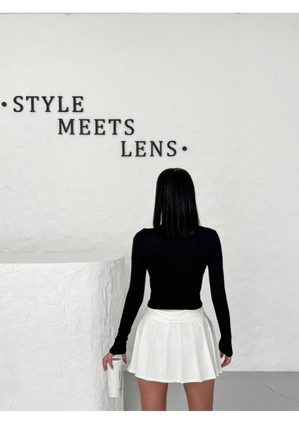 Y2K Tech Sun Summer Detaylı Beyaz Motifli Siyah Body Bluz fiyatları