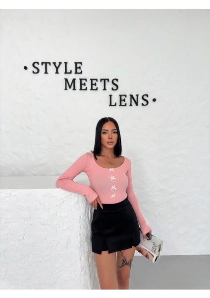 Y2K Tech Sun Summer Detaylı Beyaz Kurdale Motifli Body Bluz indirimleri