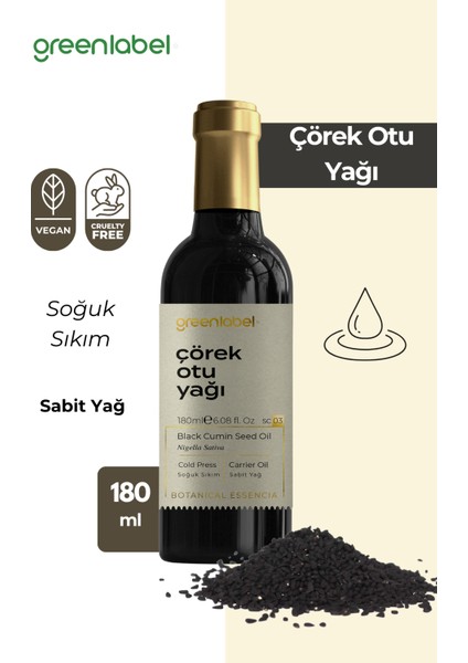 Green Label Çörek Otu Yağı %100 Doğal Ve Saf 180 ml