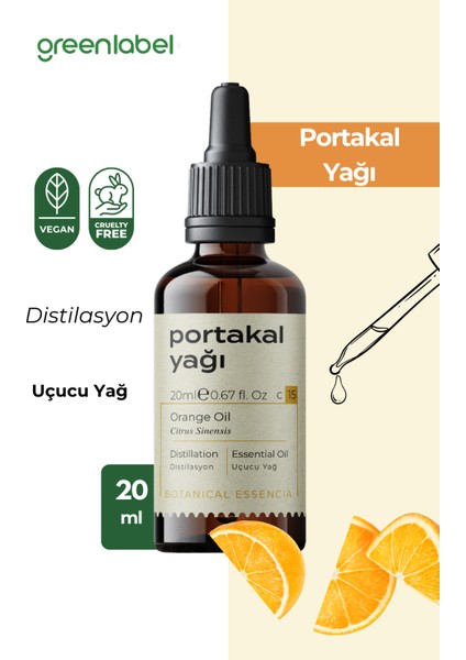 Green Label Portakal Yağı Soğuk Sıkım %100 Doğal Ve Saf 20ml