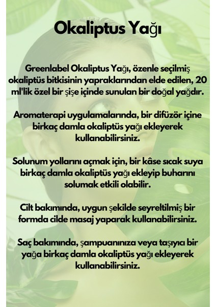 Green Label Okaliptus Yağı %100 Doğal Ve Saf 20ml