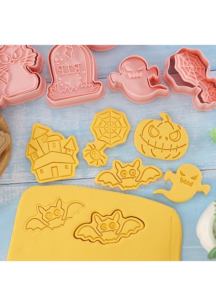8 Adet Cadılar Bayramı Tarzı Halloween Kurabiye Kalıpları Plastik Dıy 3D Karikatür Baskı Kurabiye Kalıbı Kurabiye Damga Mutfak Fırın Pastacılık Pişirme Aracı (Yurt Dışından) fiyatları