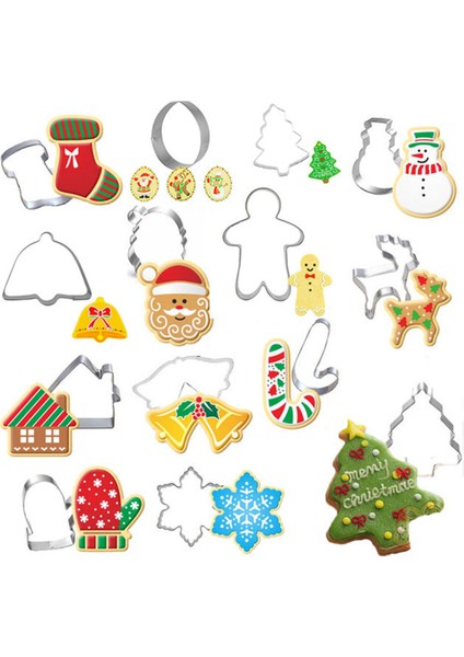 Koltuk Değneği Stili Mutlu Noel Kurabiye Kesici Xms Tema Kar Tanesi Noel Baba Pasta Kalıbı Paslanmaz Çelik Bisküvi Kalıp Fırın Aracı (Yurt Dışından)