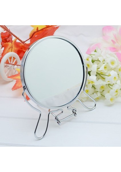 Masa Üstü Silver 14,5 Cm. Çift Taraflı Büyüteç Yuvarlak Metal Masa Aynası CIN718