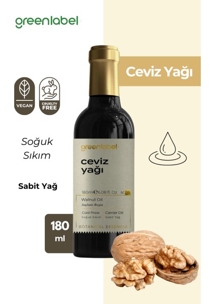 Green Label Ceviz Yağı Soğuk Sıkım %100 Doğal Ve Saf 180ml