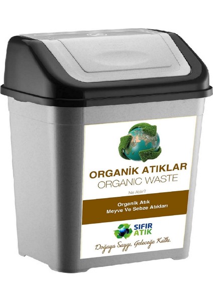 Sıfır Atık Kutusu 35 Lt*4 Adet Geri Dönüşüm Kutusu Plastik Tek Kapaklı  Kağıt-Organik-Cam-Plastik