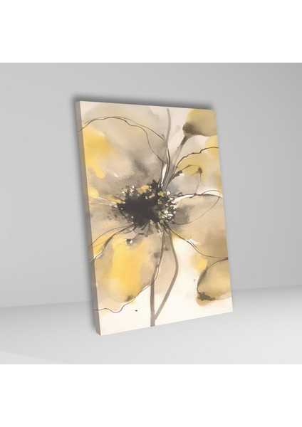 3'lü Kanvas Duvar Tablosu Çizgisel Pastel Sarı Çiçek Tasarımı modelleri