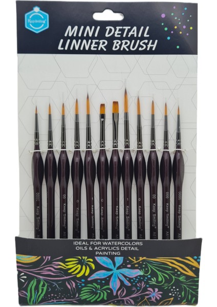 12'li Süper Ince Detay Fırça Seti Ergonmik Saplı ( Yağlı, Akrilik, Tezhip ve Minyatür )