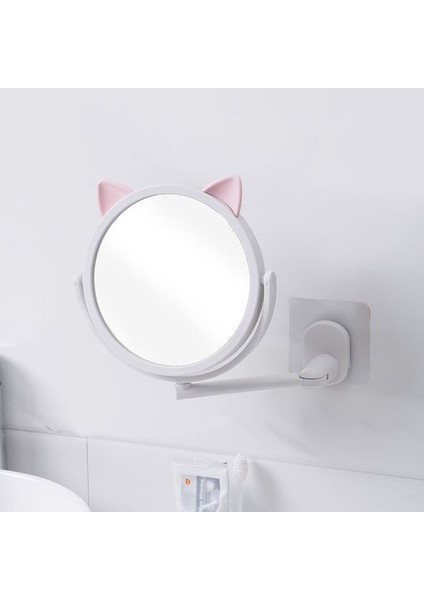 Beyaz Kedi Tasarım Hareketli Plastik Banyo Duvar Aynası CIN715BY