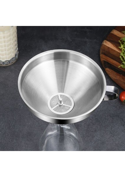 304 Çelik 14,5 cm Süzgeçli Yağ Meşrubat Şarap Meyve Suyu Hunisi CIN708 fiyatları