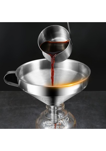 304 Çelik 14,5 cm Süzgeçli Yağ Meşrubat Şarap Meyve Suyu Hunisi CIN708 indirimleri