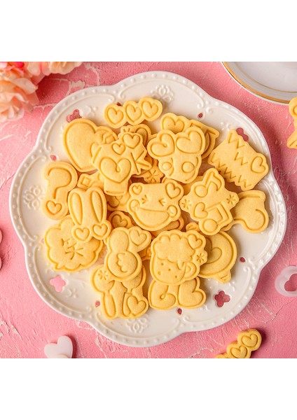 E2110 Stili Sevimli Yüz Sembolü Minik 3D Kurabiye Kalıbı Basın Damga Pasta Dekorasyon Pişirme Araçları - Sevgililer Günü Karikatür Aşk Kurabiye Kalıbı (Yurt Dışından)