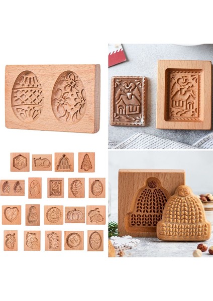 Üç Çiçek Stili 1 Adet 3D Ahşap Kurabiye Pişirme Kalıbı Noel Oymalı Zencefilli Kurabiye Kalıbı Dekor Kurabiye Damga Kabartma El Sanatları Dekorasyon Fırın Araçları (Yurt Dışından)