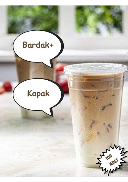 Plastik Pet Milkshake Limonata Bardak Kapak 100 Adet