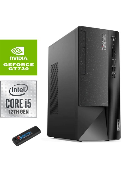 Thinkcentre Neo 50T Gen4 Intel I5 12400 64GB 2tb SSD 4GB/GT730 Windows 11 Home Masaüstü Bilgisayar 12JB005DTRG739 + Zetta Flash Bellek