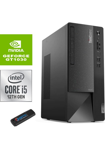 Thinkcentre Neo 50T Gen4 Intel I5 12400 64GB 4tb SSD 4GB/GT1030 Windows 11 Pro Masaüstü Bilgisayar 12JB005DTRG160 + Zetta Flash Bellek