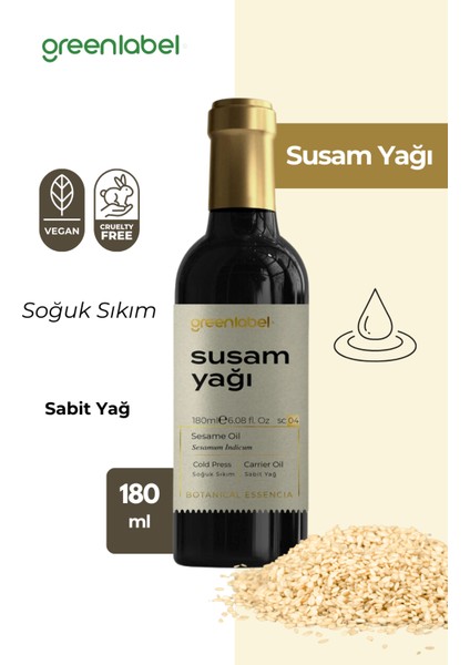 Green Label Susam Yağı Soğuk Sıkım %100 Doğal Ve Saf 180ml