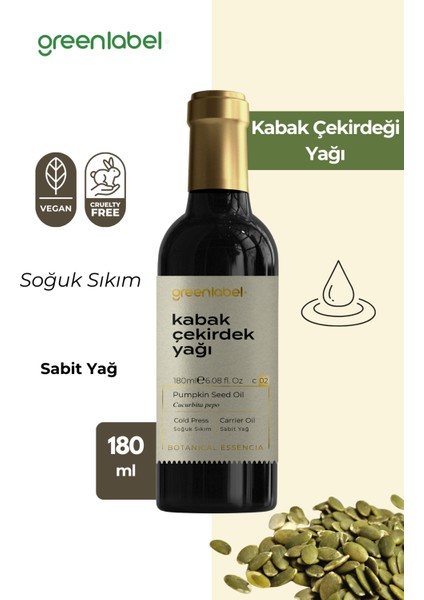 Green Label Kabak Çekirdeği Yağı Soğuk Sıkım %100 Doğal Ve Saf 180ml