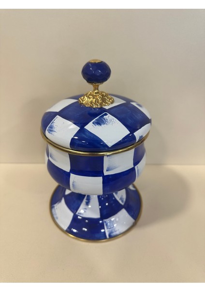 Damalı El Boyama Mavi Kapaklı Şekerlik modelleri