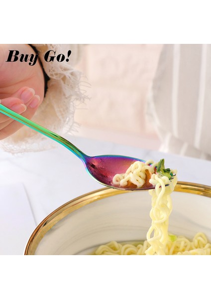 Mor-1 Adet Tarzı 1 Yaratıcı Tasarım Mutfak Sofra Araçları Paslanmaz Çelik Sporklar Tatlı Çatal Kaşık Noodle Salata Meyve Mutfak Araçları (Yurt Dışından) indirimleri