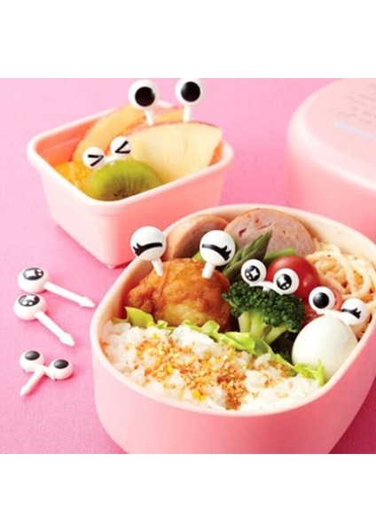 Renkli Stil Mini Izgara Sevimli Karikatür Gözler Kawaii Öğle Yemeği Bento Kutusu Yiyecek Meyve Çubukları Çatal Çubuklar Büfe Sandviç Üstleri J2FA (Yurt Dışından)
