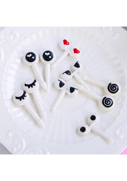 Siyah Stil Yeni Lot Sevimli Plastik Meyve Kürdan Şirin Göz Karikatür Çatal Bento Dekoratif Masaüstü Sofra Takımı Yiyecek Çubukları Balık Çatal Tatlı (Yurt Dışından) modelleri