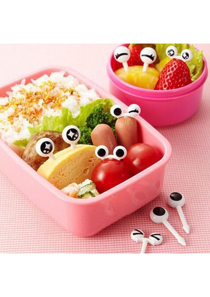 Siyah Stil Yeni Lot Sevimli Plastik Meyve Kürdan Şirin Göz Karikatür Çatal Bento Dekoratif Masaüstü Sofra Takımı Yiyecek Çubukları Balık Çatal Tatlı (Yurt Dışından) fırsatları