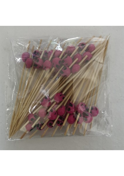 Ben Stil Tek Kullanımlık Bambu Kafatası Çöp Şiş Meyve Tatlı Kek Işareti Kokteyl Çubukları Sevimli Yiyecek Çubukları Büfe Cupcake Toppers Parti (Yurt Dışından)