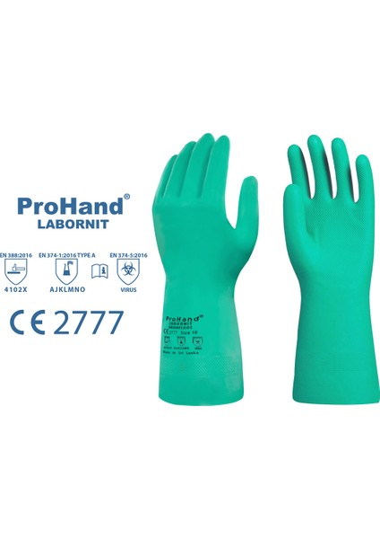 Labornit Kimyasal Eldiven Yeşil 33 cm No:9