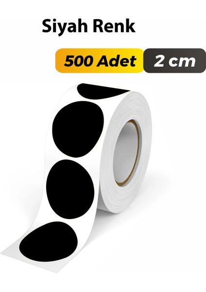 Siyah Renkli Etiket Çok Amaçlı Yuvarlak Kesim Ambalaj Etiketi 2cm - 500 Adet fiyatları